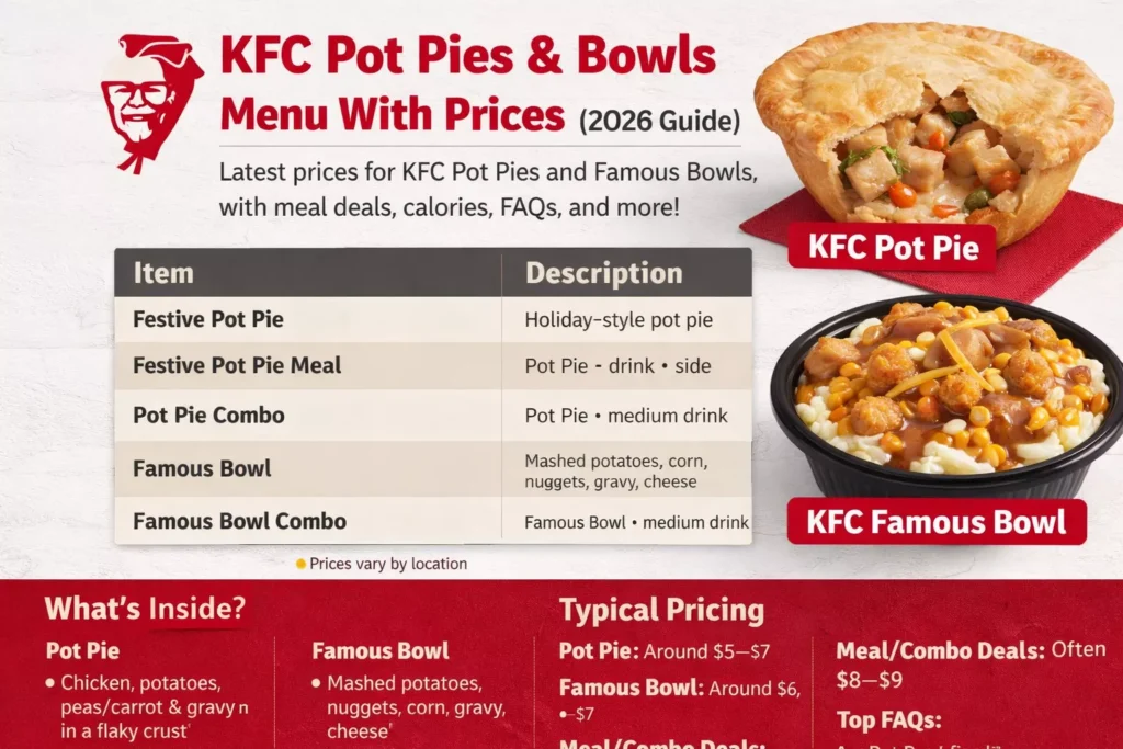 KFC Pot Pies & Bowls 2026